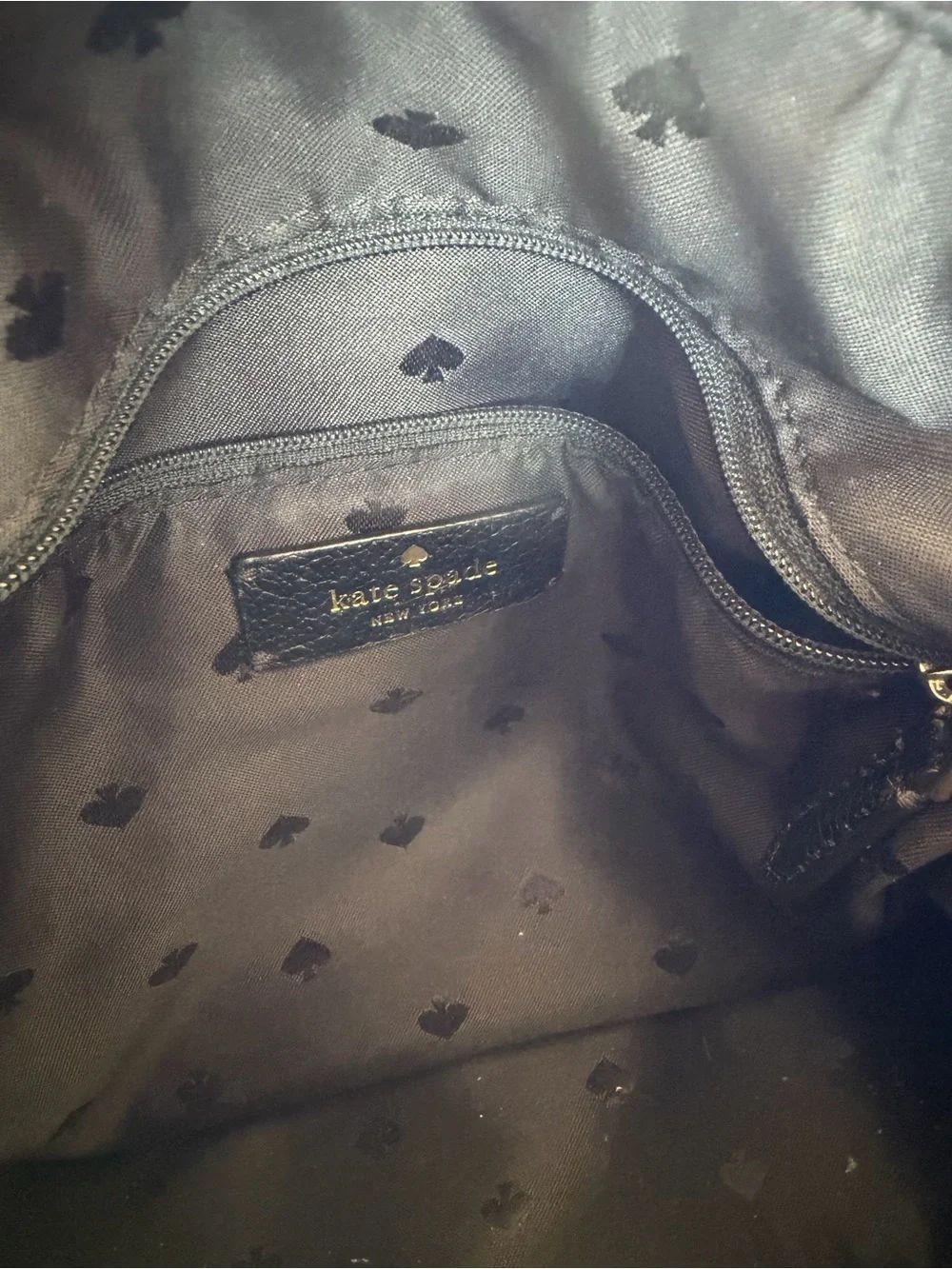 kate spade Black Leather Crossbody with Gold Logo